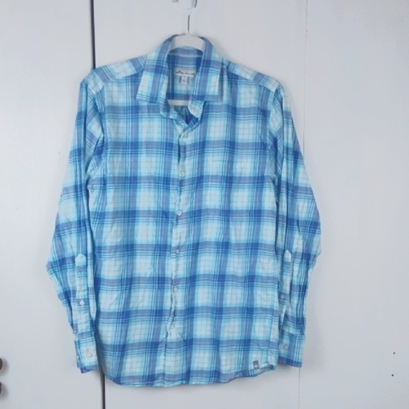 Peter Millar Mens Blue Plaid Long Sleeve Dress Shirt Button Down Preppy Sz.S - Picture 1 of 7